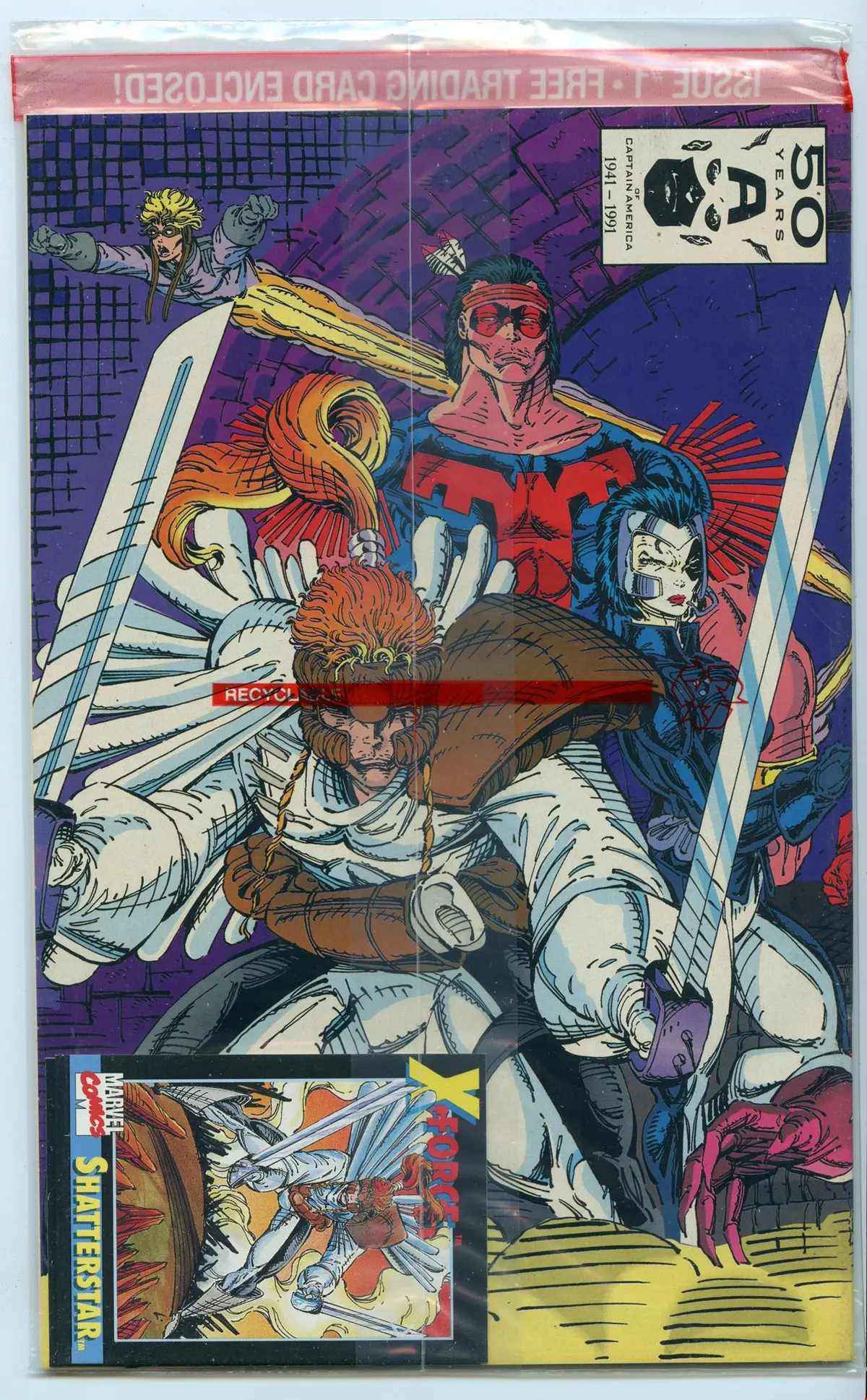 X-Force 1 (Aug 1991) (Bagged) Nm- (9.2) - Shatterstar Card 2