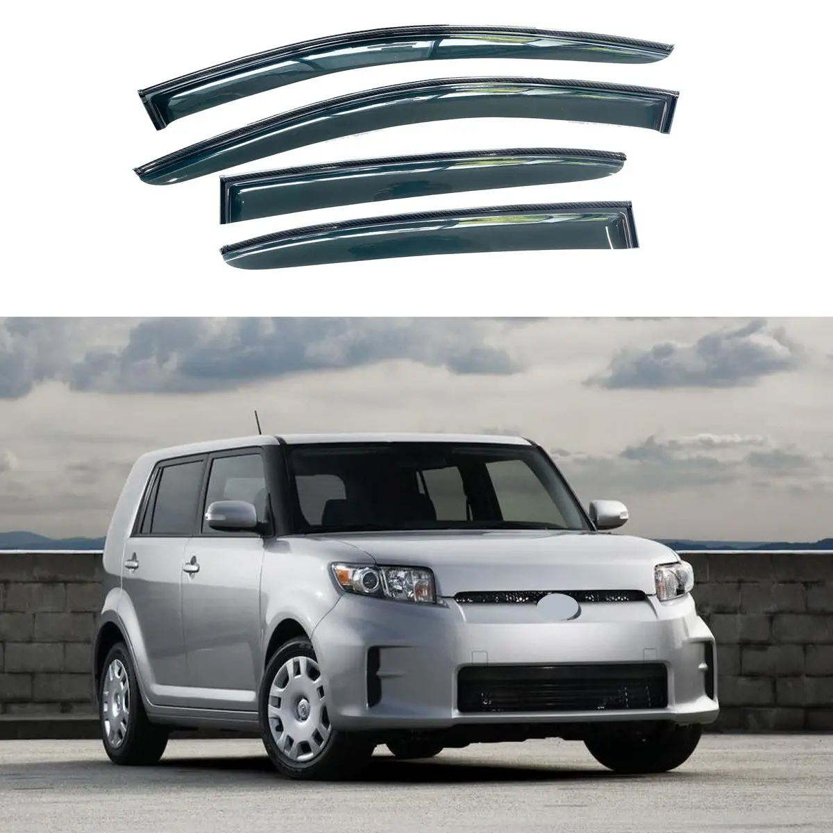 Fits Scion Xb 2008-15 Carbon Fiber Print Window Visors Rain Guard Vent Deflector 1
