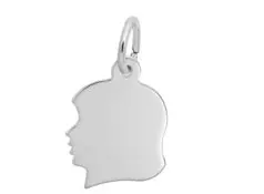 Sterling Silver Girl Head Charm 1