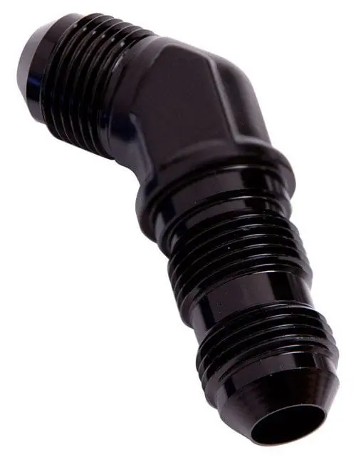 An-4 45° Bulkhead Fitting – Black Anodized Aluminum Pass-Through Connector 1