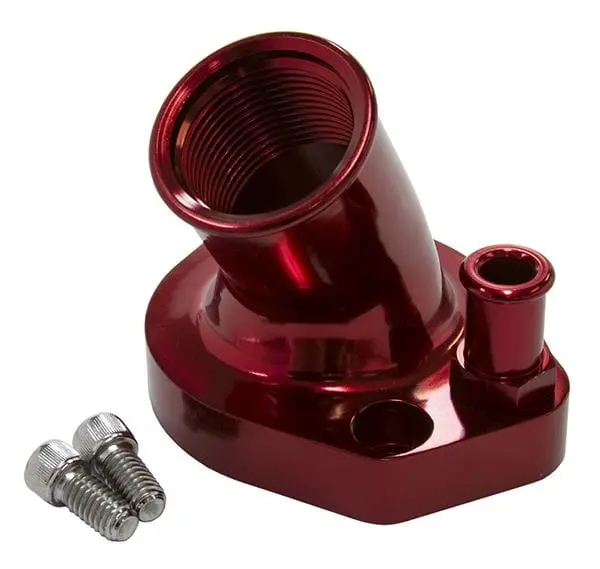 Red Anodized Billet Aluminum Thermostat Housing - Af64-2033R 1