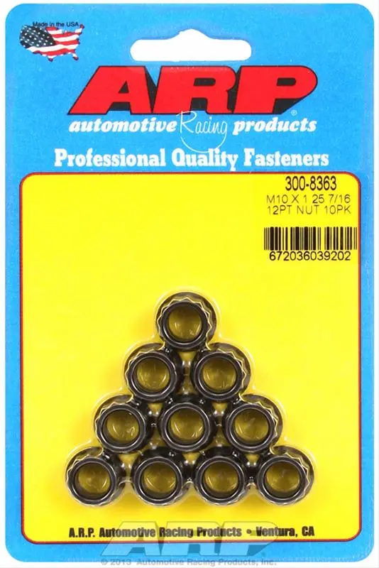 Arp 12-Point High-Strength Steel Nuts - Pack Of 10, Grade 8.8 1
