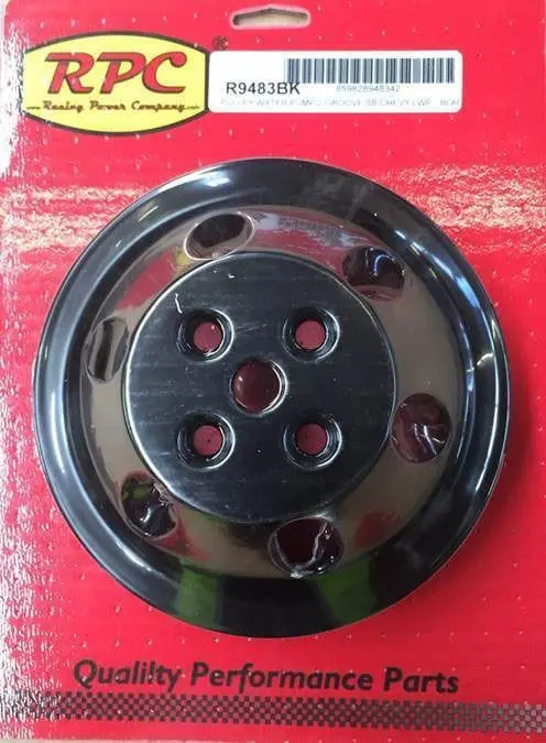 Black Anodized Double-Groove Aluminum Water Pump Pulley (6.6" Dia) 1
